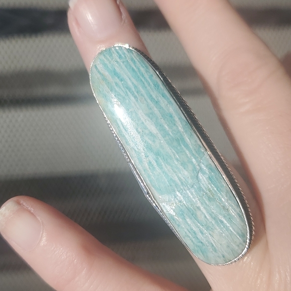 New Oversized Amazonite 925 Silver Statement Ring. - Picture 13 of 14